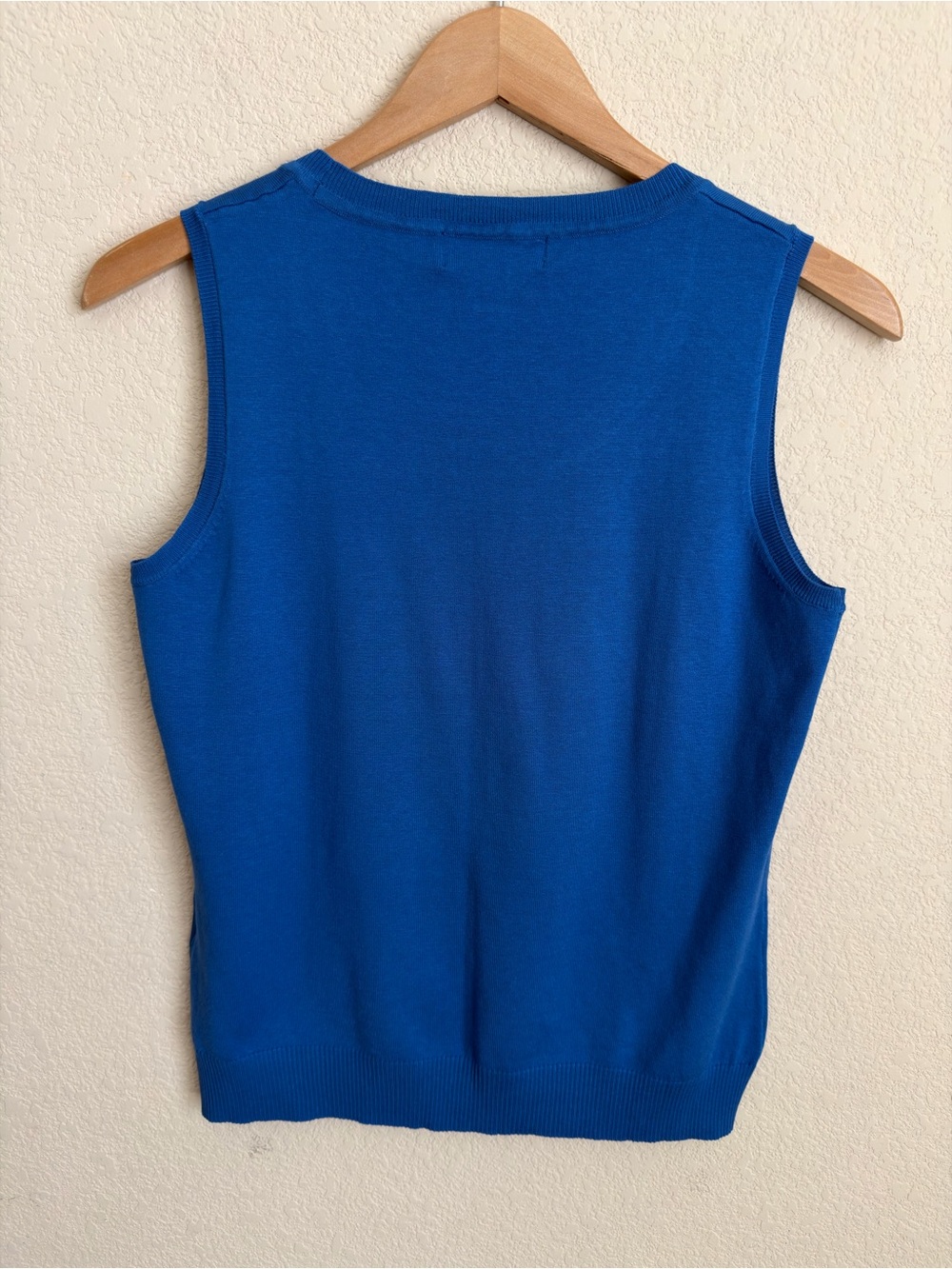 Silk Blend Sleeveless Sweater Tank August Silk M Cobalt Blue Knit Shell Layering - Picture 10 of 15